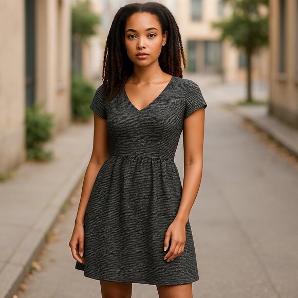 Socialite Womens Dress Size Large Tweedy Pullover Charcoal Gray Sparkly NEW - Picture 1 of 4